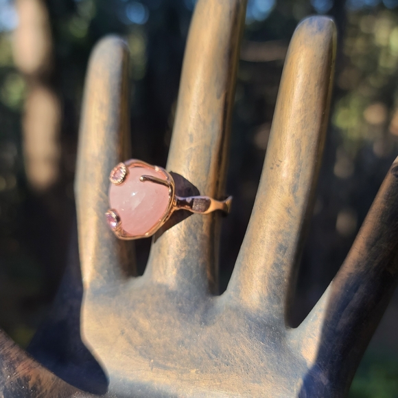 Morganite large 10k boulder & Amethyst 24k rosegold ring sz8 - Picture 9 of 10